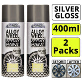 2X Car Pride Alloy Wheel Silver Gloss Spray 400ml Spray Paint